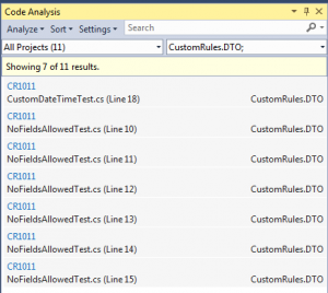 Code Analysis application results