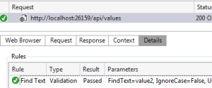 Find text validation rule value2 passed